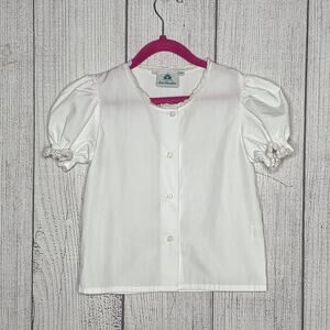 Isar-Trachten Girls German Blouse White Lace Puff Sleeve Oktoberfest, Sz 110